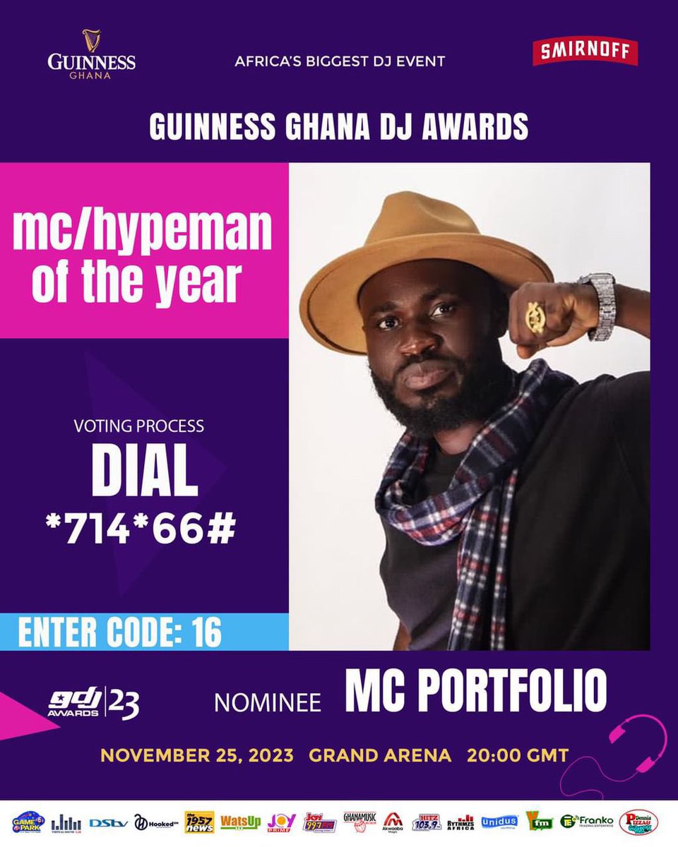 Portfoliothemc's tweet photo. 🌎Hello amazing friends, wishing  you all a productive week as I request your final support on my nomination (Mc/hypeman of the year) *714*66# n type “16” 🙏 voting ends this week! God bless you!

Guinness Ghana DJ Awards #MChypeman #PORTFOLIOtheMC https://t.co/vTC0KwSJfX