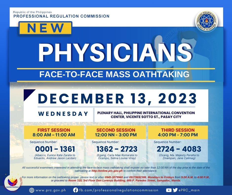 PRC_main's tweet photo. Face-To-Face Oathtaking of the New Physicians

For full announcement, please click this link: https://t.co/Er94bEBUq8 https://t.co/8rAheauijB