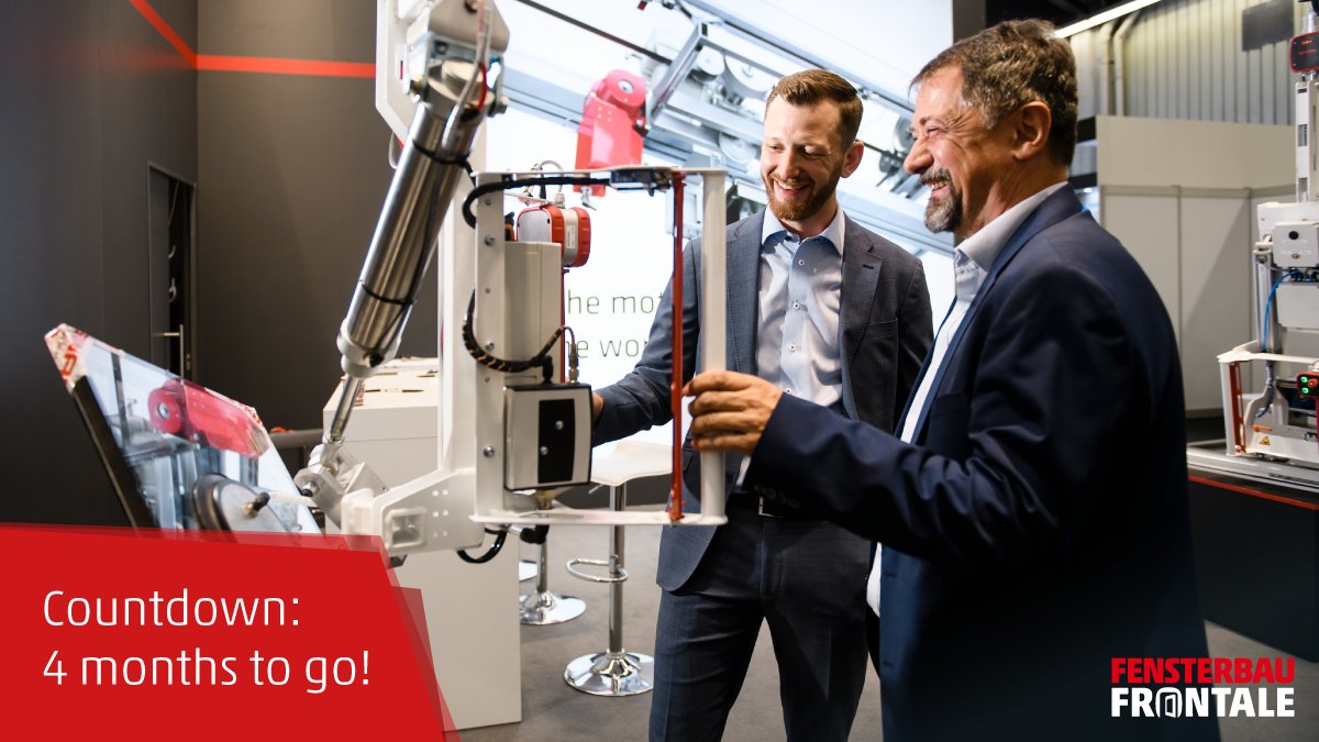 4 months and counting! Get ready to discover the latest developments and newest solutions in the fields of windows, doors and facades – live &amp; in person at #fensterbaufrontale from 19 to 22 March 2024 in Nuremberg. 🚀

Will you, too, be part of the industry get-together? 🤩