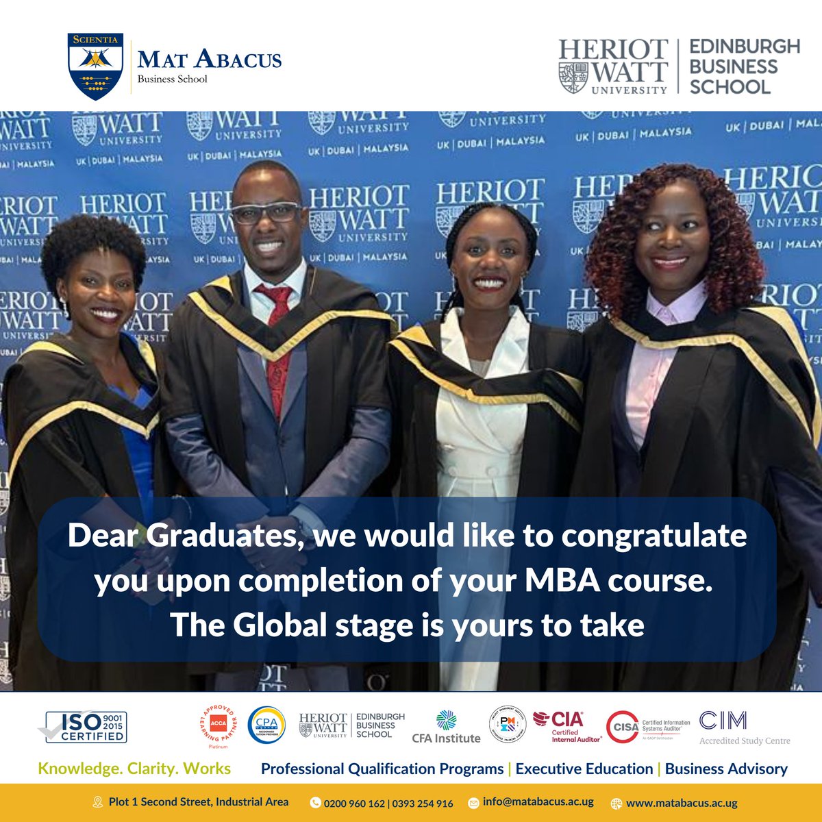 Congratulations to the MBA graduates of MAT ABACUS Business School! Your hard work, dedication, and perseverance have led you to this significant achievement. Best wishes for a successful and fulfilling future. #MATABACUSBusinessSchool #MBA #HeriotWattUni