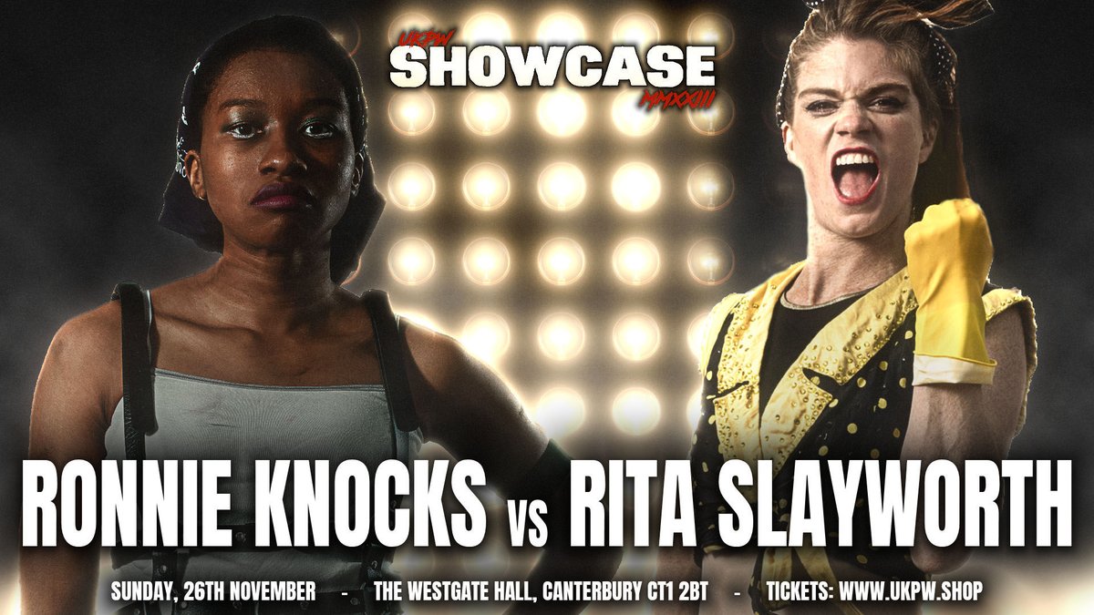 UKPW (@ukpw_wrestling) on Twitter photo 🚨JUST ANNOUNCED🚨
This weekend we end 2023 with a bang, when UKPW: SHOWCASE rolls into the legendary <a href="/westgatehall/">Westgate Hall</a> in #Canterbury.
Just added to the bill two more huge UKPW returns, with <a href="/RonnieKnocks/">Ronnie Knocks</a> taking on <a href="/Ruthis0nfire/">Rita Slayworth</a>!
📅Sun 26th Nov
🎟️UKPW.shop 🚨JUST ANNOUNCED🚨
This weekend we end 2023 with a bang, when UKPW: SHOWCASE rolls into the legendary <a href="/westgatehall/">Westgate Hall</a> in #Canterbury.
Just added to the bill two more huge UKPW returns, with <a href="/RonnieKnocks/">Ronnie Knocks</a> taking on <a href="/Ruthis0nfire/">Rita Slayworth</a>!
📅Sun 26th Nov
🎟️UKPW.shop