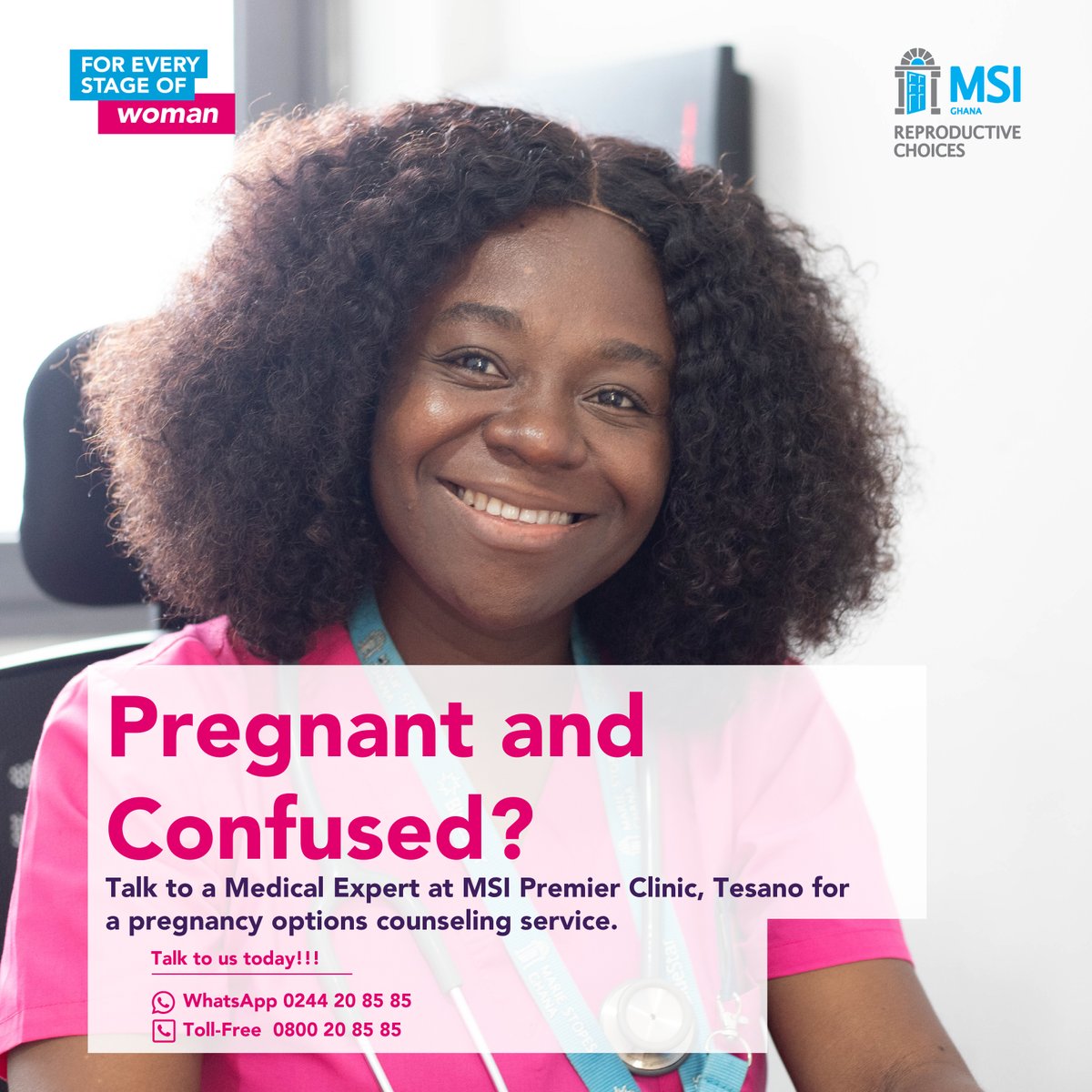 Do you need an exclusive assistance and a highly privatized environment to discuss your pregnancy options? Our MSI Premier Clinic Medical Experts here to help you make that decision!

Visit mariestopes.org.gh/book-an-appoin… to book an appointment
#SRH #pregnancyoptions #MarieStopesGhana