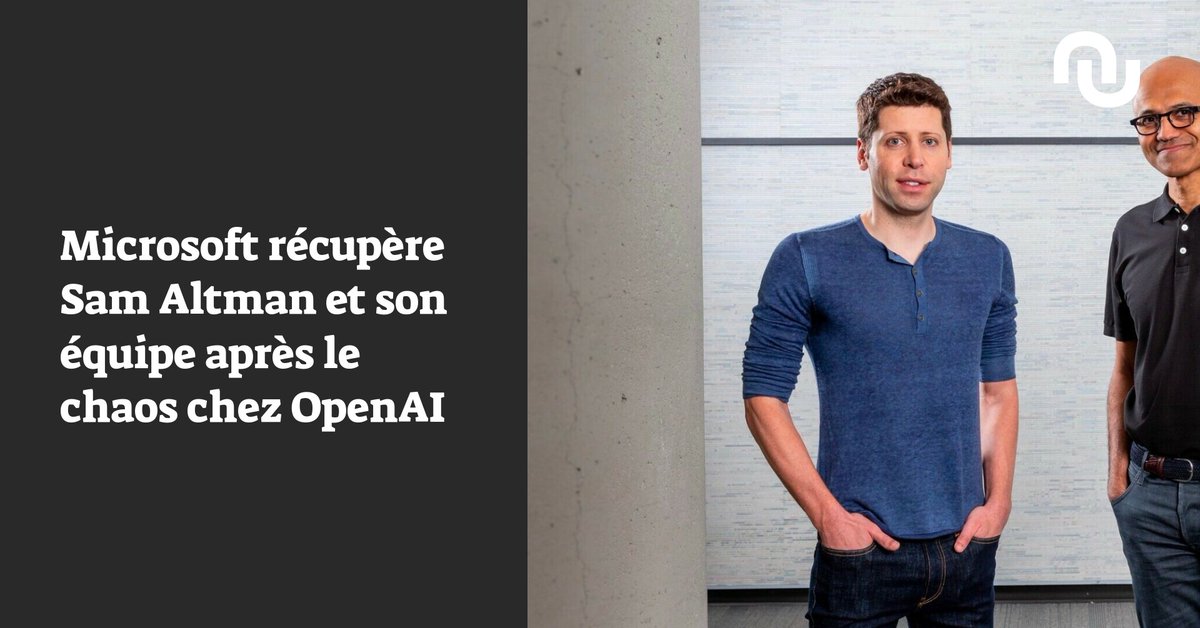 🚨  Microsoft récupère Sam Altman et son équipe après le chaos chez OpenAI
➡️ l.numerama.com/mHm #breaking