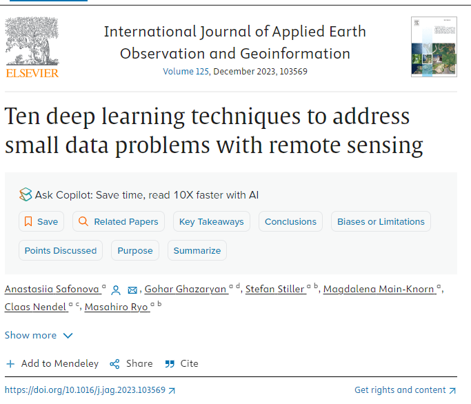 Review paper out😊 Safonova et al. "Ten deep learning techniques to address small data problems with remote sensing"

Observational data is often insufficient for key environmental issues. We tackled this.

authors.elsevier.com/sd/article/S15…

 <a href="/zalf_leibniz/">ZALF</a> <a href="/ghazaryangohar/">Gohar Ghazaryan</a>
