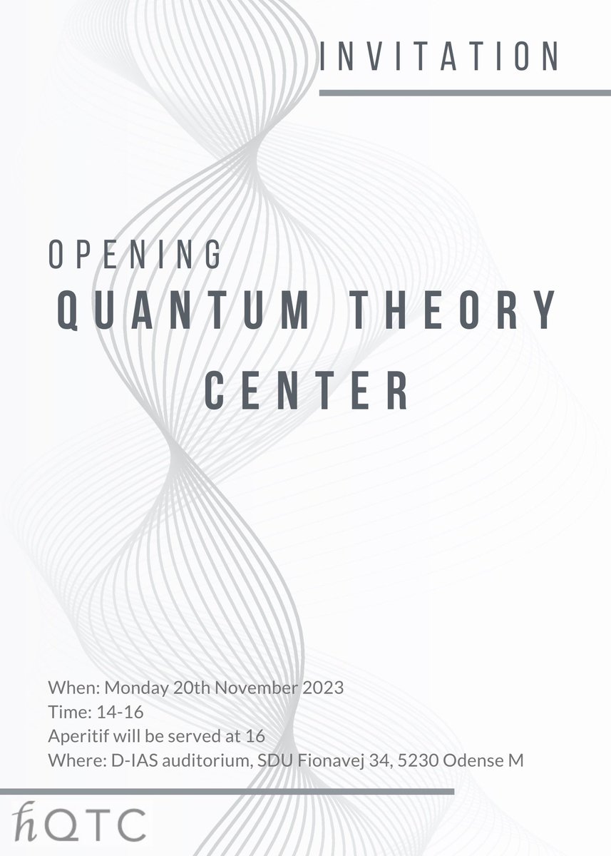 ⭐️Join us today for the opening celebration of the Quantum Theory Center (QTC), a venture poised to make a significant impact within our quantum community🤗 @DanishIAS @SyddanskUni