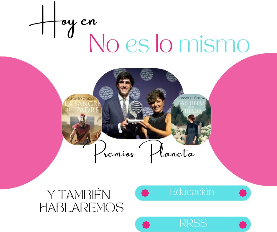 🎙️Hoy en ℕ𝕆 𝔼𝕊 𝕃𝕆 𝕄𝕀𝕊𝕄𝕆

📚Nos visitan los Premio Planeta @sonsolesonega y @AlfonsoGoizueta 

🗣️También hablaremos de:

📖Educación

📲RRSS

📻Todo esto con @Mery_Caballero en la 91.4