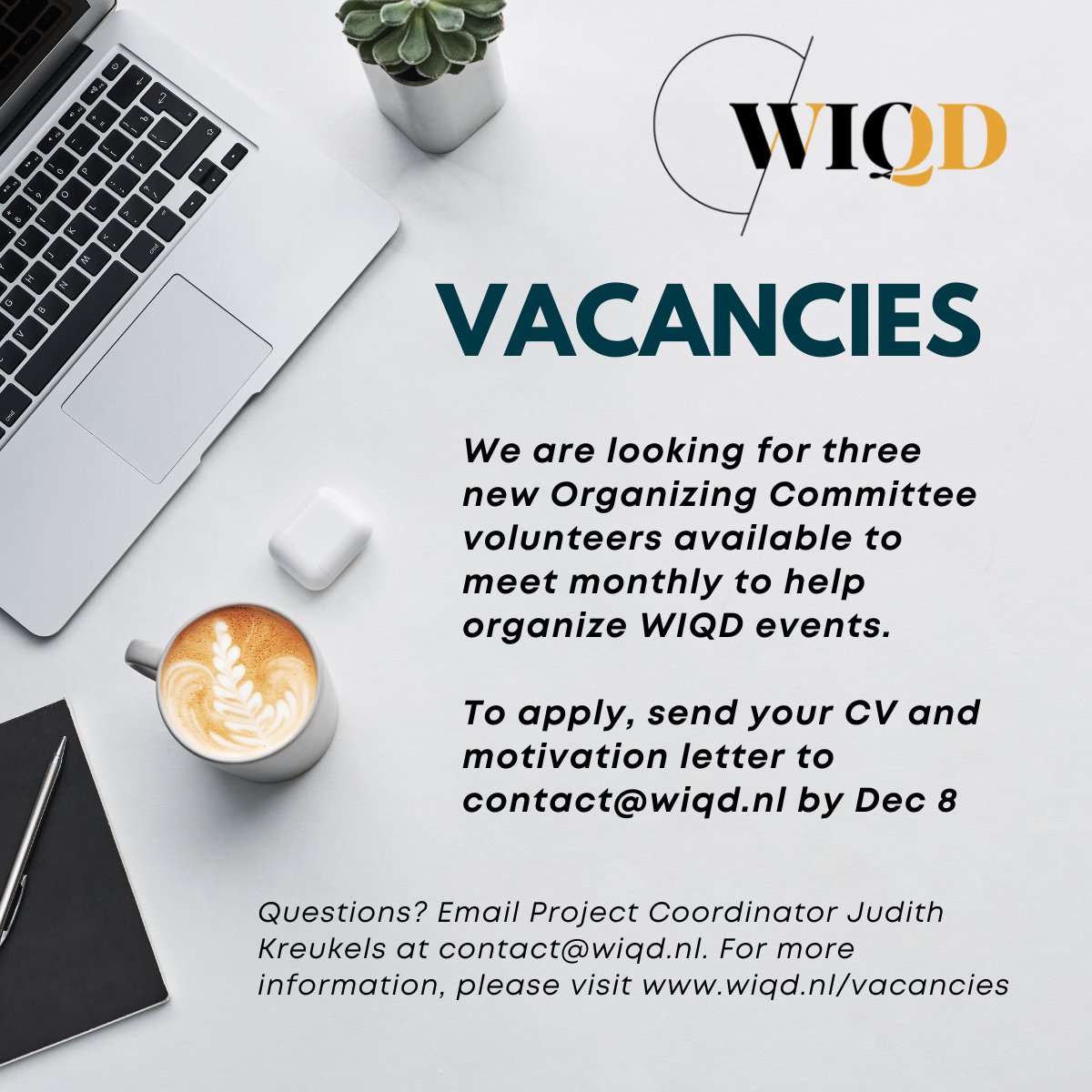 wiqd_nl's tweet photo. We are looking for three new Organizing Committee members! Do you have a student, colleague, or friend passionate about volunteering in a team that organizes events to build diversity, inclusion, and equity in quantum? Please share this opportunity with them! 

#quantum #DEI https://t.co/9UqVtjrIg4