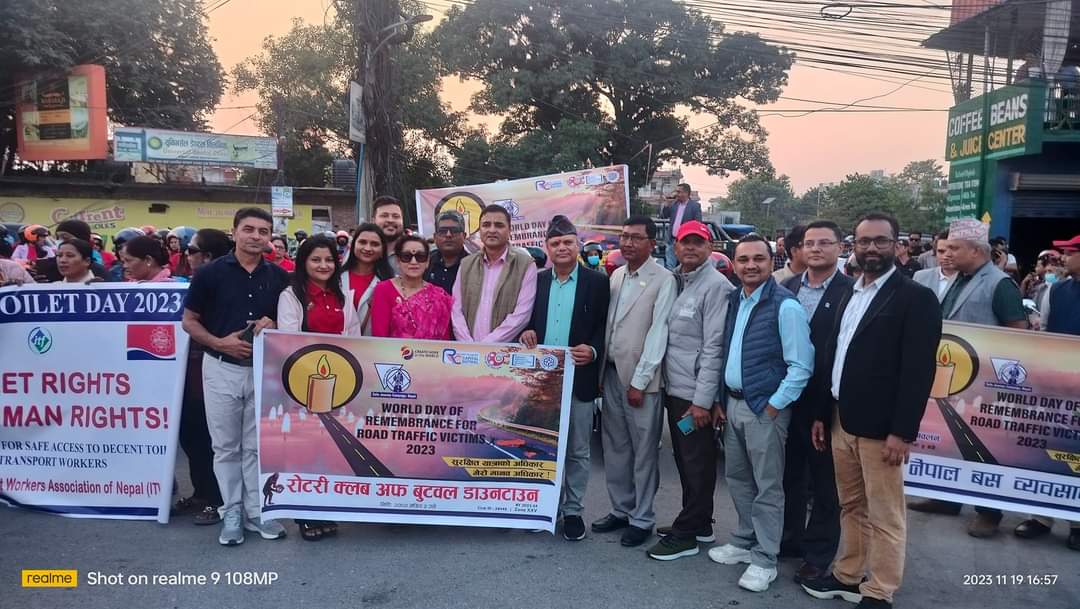 FoundationNasa's tweet photo. Butwal organized a peaceful scooter rally in solidarity with the world traffic victims and remembered them by lighting candles on the occasion of world remembrance day of road traffic victims .. https://t.co/6X3w1AJG7u