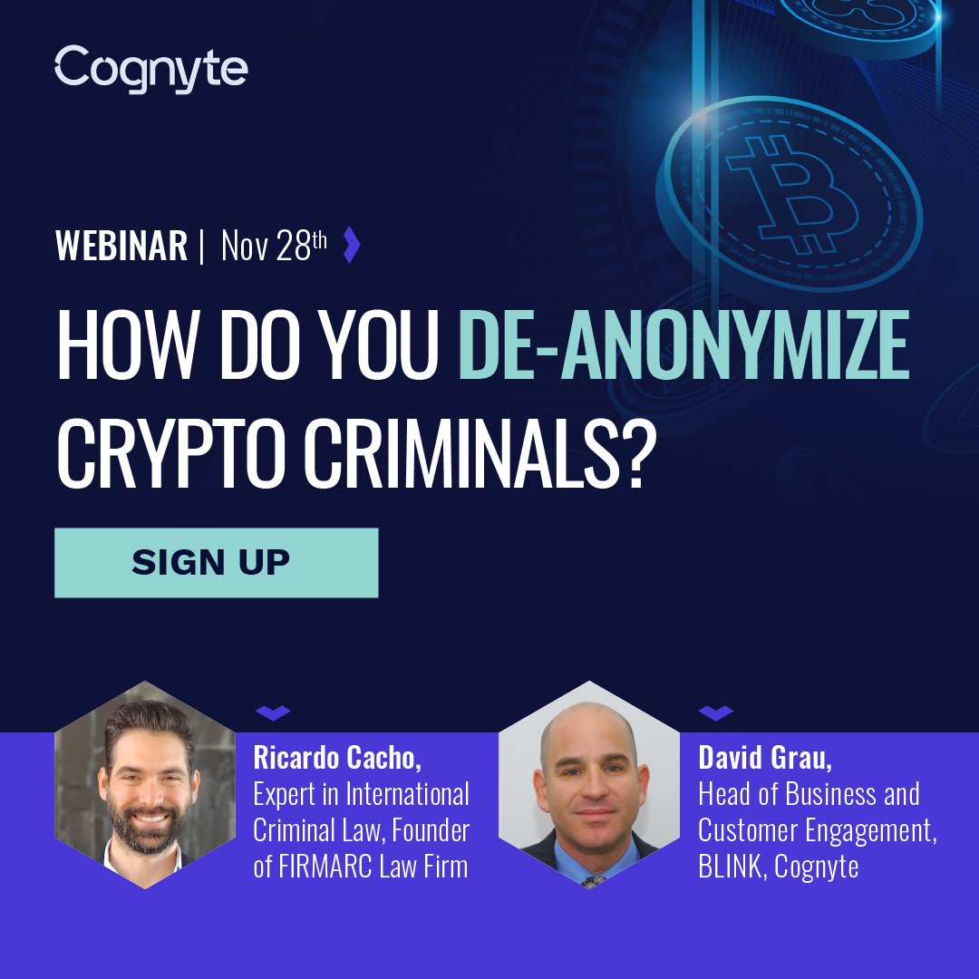 WEBINAR: How Law Enforcement Can Identify & Investigate Crypto Crime.  Discover the latest trends, techniques, and best practices for investigating  crypto crimes! Register here:https://t.co/60yQbF1Eyu