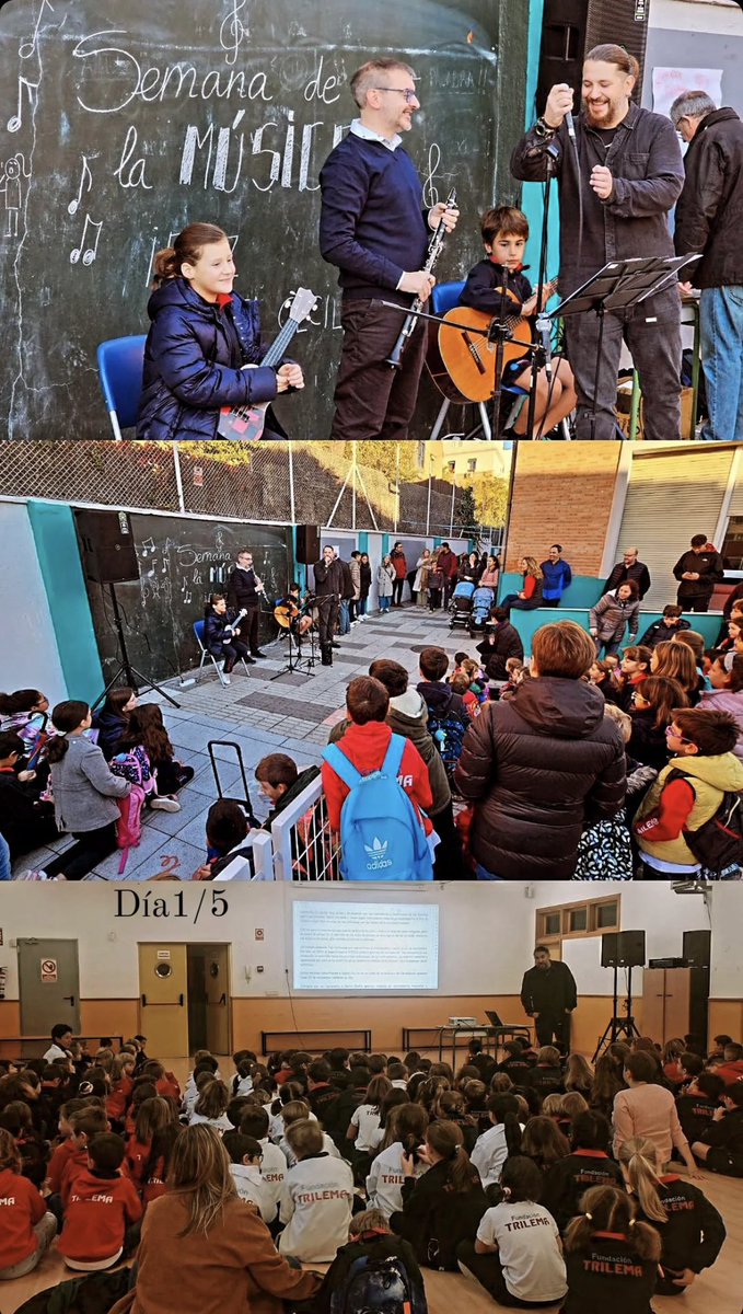 Comienza nueva semana pero es una semana especial para el cole #SemanaDeLaMúsica 🎶 Empezamos el día con música gracias a familiares y alumn@s #SaFamily ♥️🎤#Trilema25Años