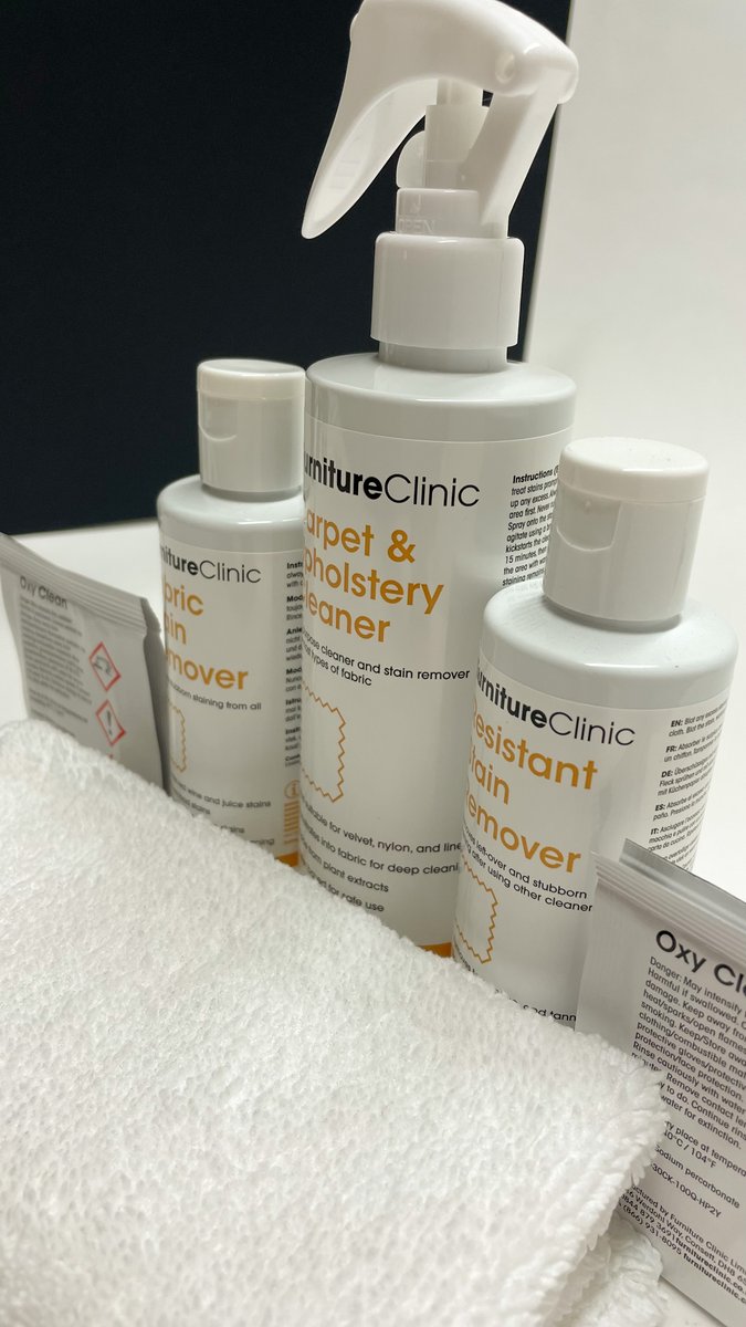 🆕Introducing our NEW carpet &amp; upholstery stain removal kit, featuring 2 new additions to the fabric stain removal range.

The ideal solution for removing both new and dried in stains from fabric with one convenient kit🫧🧽
furnitureclinic.co.uk/carpet-stain-r…

#cleaning #cleaninghacks #clean