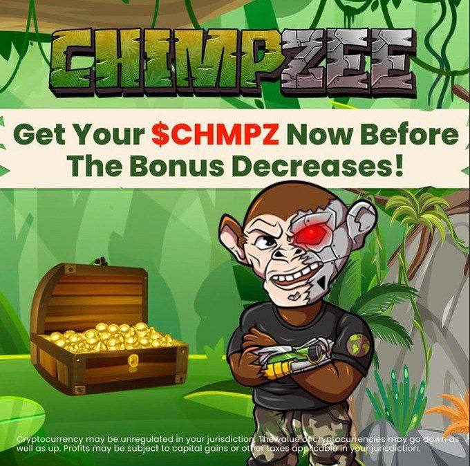 THIS IS YOUR LAST CHANCE TO TAKE ADVANTAGE OF THE PRESALE! 🚨 Chimpzee is a revolutionary new way for people to earn income while saving the environment and animals at the same time. Take advantage of the current Bonus BEFORE IT GETS CUT IN HALF IN 2 DAYS! 🚨Don't miss out!🚨…