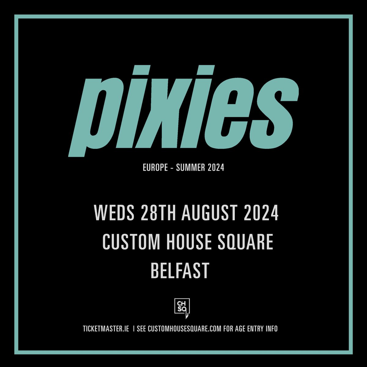 ★𝗝𝗨𝗦𝗧 𝗔𝗡𝗡𝗢𝗨𝗡𝗖𝗘𝗗★ @PIXIES plus guests 28 Aug 2024 @CHSqBelfast 𝗦𝗜𝗚𝗡 𝗨𝗣 for pre-sale ⇢ bit.ly/Pixies-SignUp 🔃 RT for a chance to WIN tix 🔃 Pre-Sale: Wed 9am General-Sale: Fri 9am