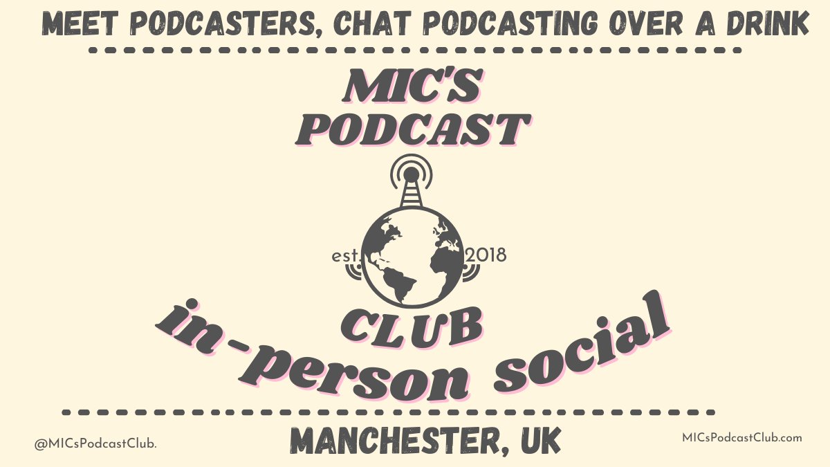 MIC Media (@micmediauk) on Twitter photo Calling all Manchester podcasters! 🎙️
Join us for <a href="/MICsPodcastClub/">MIC’s Podcast Club</a> in-person meetup on Dec 8th
Meet, connect and have a drink with other podcasters!
From 600PM to 900 PM
Venue details and RSVP here👇
meetup.com/micpod/events/…
#podcasters #Manchester #podcasting #community Calling all Manchester podcasters! 🎙️
Join us for <a href="/MICsPodcastClub/">MIC’s Podcast Club</a> in-person meetup on Dec 8th
Meet, connect and have a drink with other podcasters!
From 600PM to 900 PM
Venue details and RSVP here👇
meetup.com/micpod/events/…
#podcasters #Manchester #podcasting #community