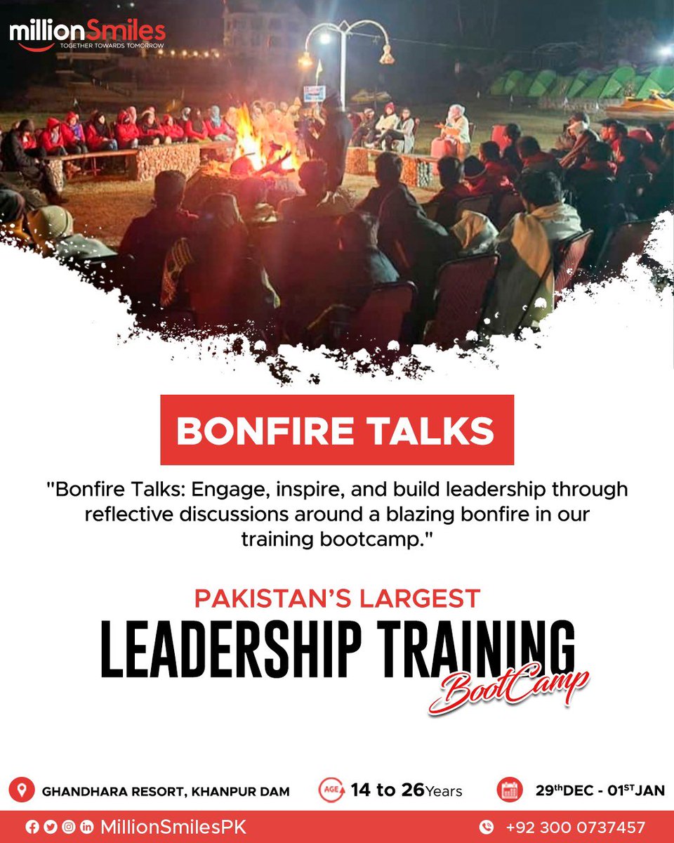 Our bonfire discussions in boot camps hold so much excellence with top CEOs, trainers, and students from across Pakistan coming together to engage and build leadership through deliberation.

Register at:
bit.ly/3sAGO2J

#TrekVenture #MillionSmiles