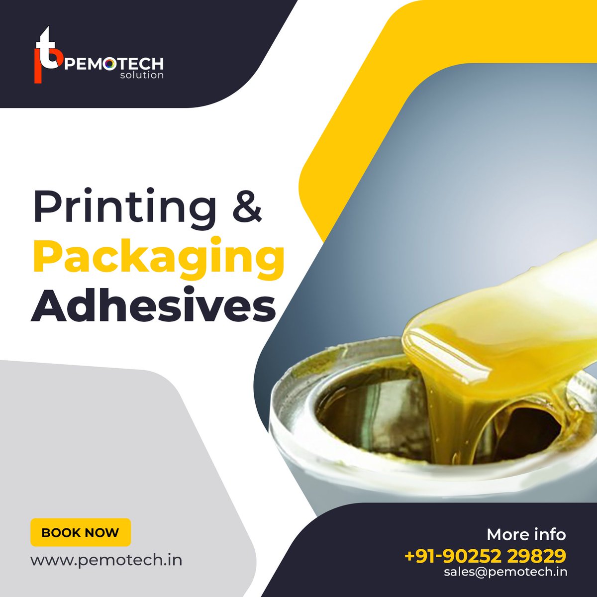 Pemotech_SOLN's tweet photo. We at #Pemotech provide a wide variety of adhesives for the printing and #PackagingIndustries. These #Adhesives are used to cover, and in packaging for the forming, sealing, and labeling of boxes, and other #PackagingMaterials.

Get a free quote! - https://t.co/LbkXAnpzcZ. https://t.co/xPrSrnqAlB