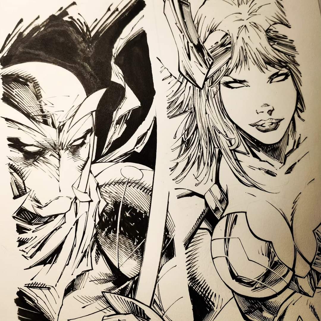 shelbywankenobi's tweet image. Cropped art for a thing. Also knocking out a few #sketchcards today #indiecreator #indiecomics #comicbooks #artwork