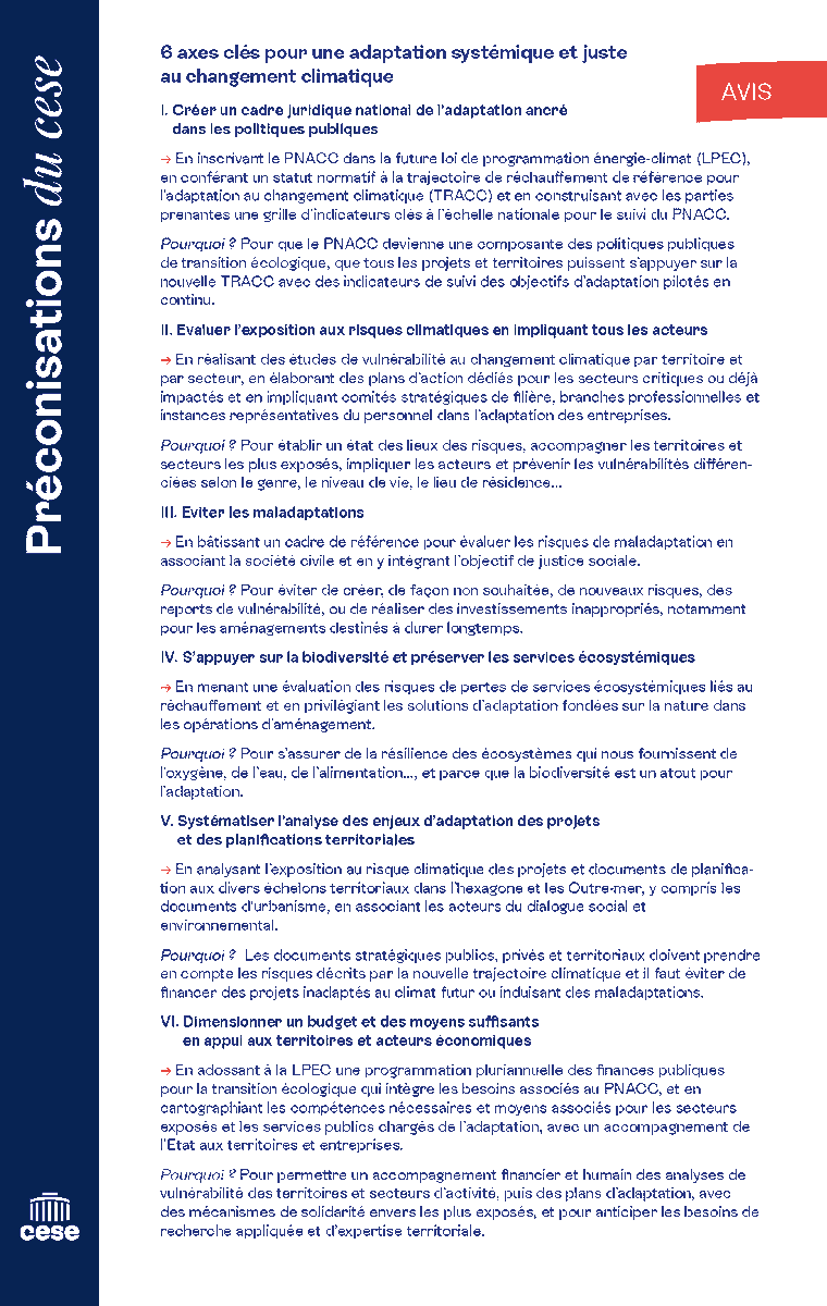 Retour sur l'avis "Face au #ChangementClimatique, accélérer une adaptation systémique &amp; juste" rapporté par Soraya Duboc &amp; @RICHARD_FNE ✅

Avec ses 18 préconisations, le #CESE affirme son souhait de contribuer à l'élaboration de la 3e version du #PNACC ⤵️
lecese.fr/actualites/fac…