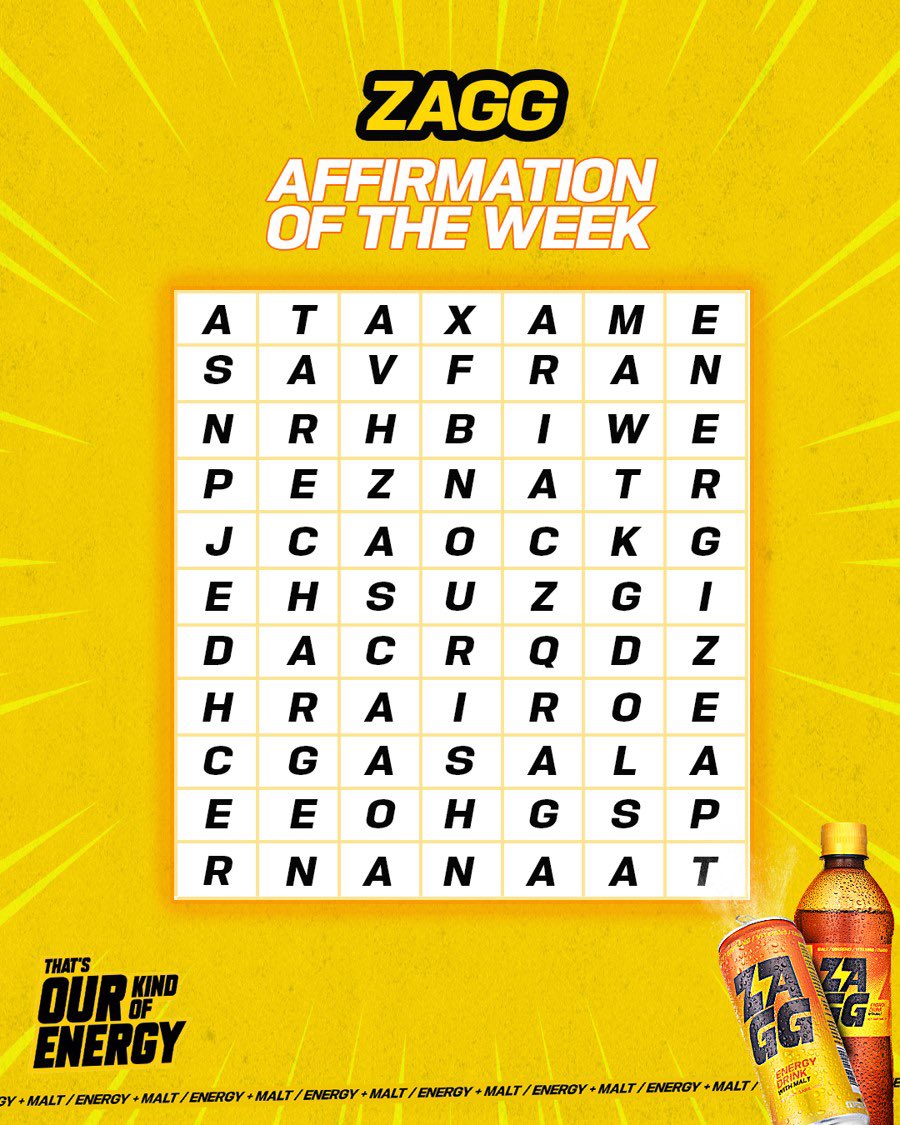 Happy new week, Zagg Nation⚡️

The first work you find in this puzzle describes how your well will be.

What have you got? Let us know in the comments 🤩

#ThatsOurKindOfEnergy