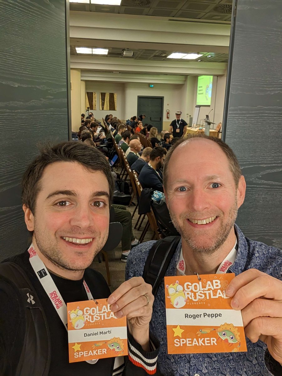 Today and tomorrow at @golab_conf: @mvdan_ and @rogpeppe. Roger's talk about shifting Go left with CUE will start in less than one hour and Daniel will talk tomorrow at noon about initializing go packages. Let's chat!