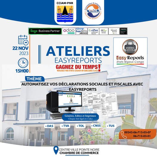 EasytechAfrica's tweet photo. 𝐋𝐚 𝐟𝐢𝐧 𝐝𝐞 𝐥'𝐚𝐧𝐧𝐞́𝐞 𝐞𝐬𝐭 𝐩𝐫𝐨𝐜𝐡𝐞.
C’est bientôt l’heure des déclarations annuelles.
Notre solution révolutionnaire #EasyReports  sera au  menu d'un Atelier 
ce mercredi 22 novembre 2023 à 15h à la chambre de commerce de Pointe-Noire.
#EasyReports https://t.co/GG6pGXcRRs