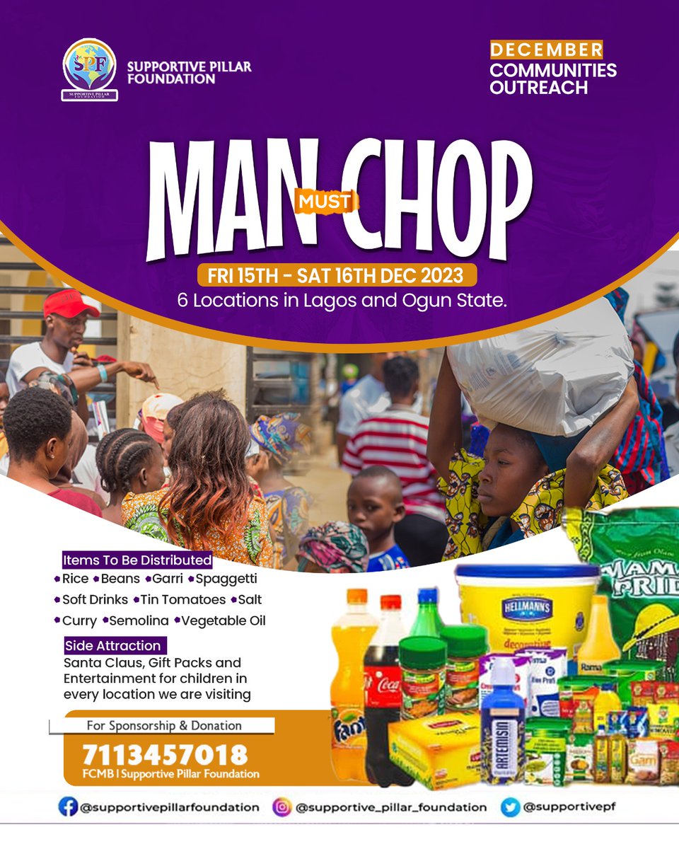 Supportivepf's tweet photo. December Communities Outreach 2023 has arrived! π€π€
Tag: #ManMustChop π
Why Man Must Chop? π€π€
We believe that everyone should have access to nourishing meals. https://t.co/7hoWBWISij