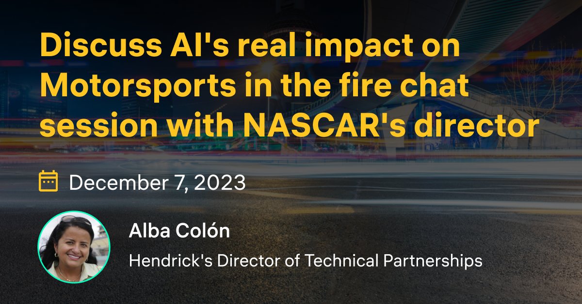 ConstructorTech's tweet photo. 🏁 At Hendrick Motorsports, every engine roar &amp; strategic move is data gold. With Constructor's AI, 25K phrases/race become victory plans. 

🚀 Join our Dec 7 webinar with Alba Colón on AI revolutionizing NASCAR &amp; sports tech insights.

👉 https://t.co/LAER9nmWaj https://t.co/aImSuBFhMT