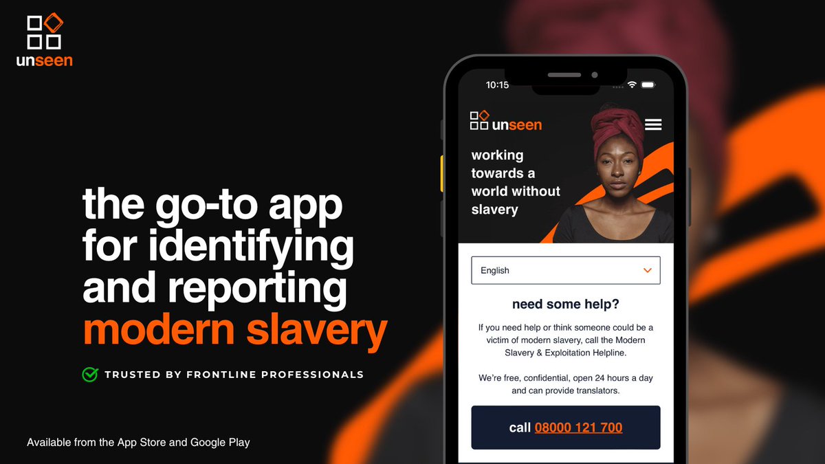 UnseenUK's tweet photo. NHS professionals, safeguard vulnerable adults during #SafeguardingAdultsWeek with the Unseen app – a vital tool endorsed by experts to identify & report modern slavery in confidence. Download now & safeguard lives: https://t.co/5QX2EEYv89 #UnseenApp @NHSEngland @NHSsafeguarding https://t.co/DnXyhqPB42