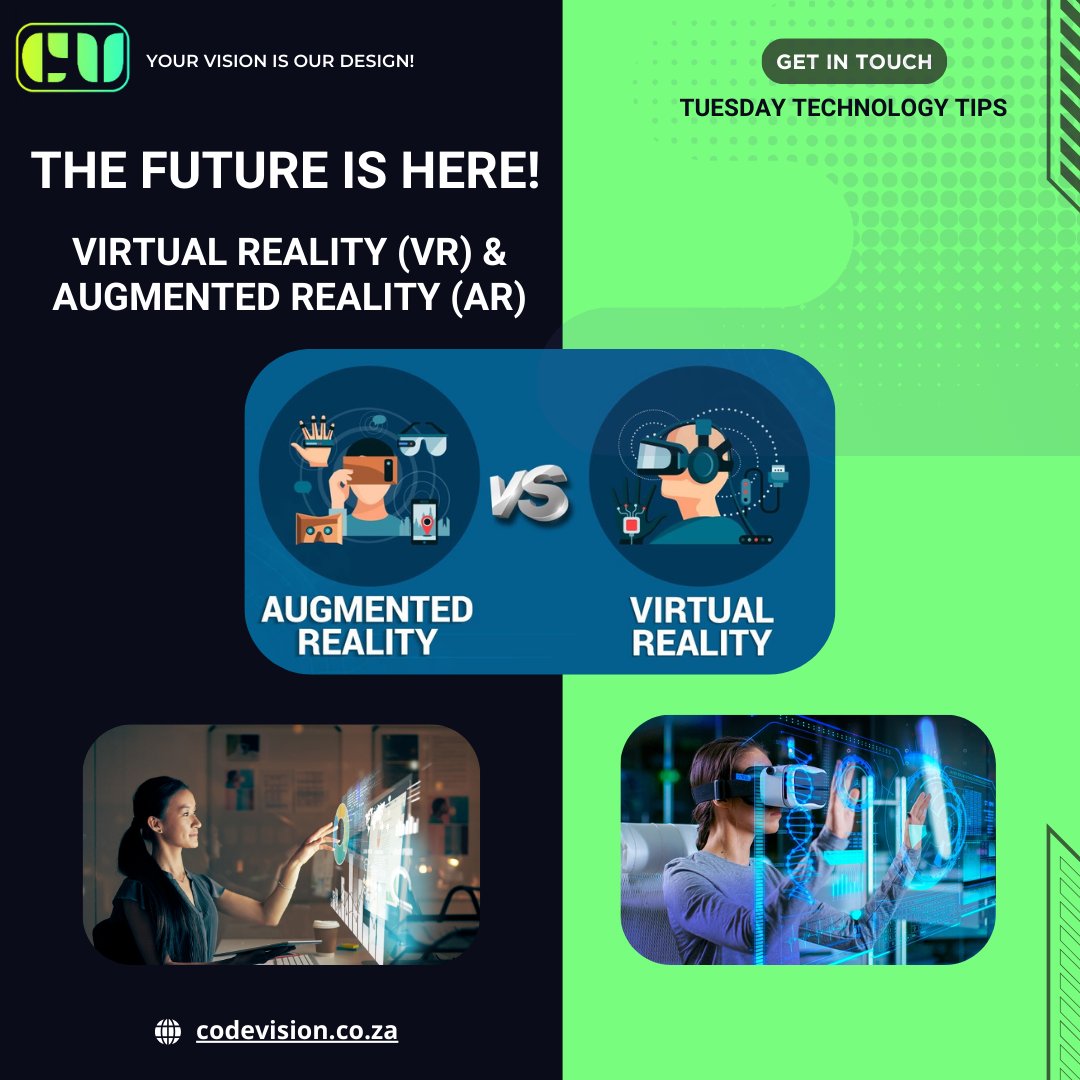 codevisionrsa's tweet image. The Future is Here! Virtual Reality and Augmented Reality are revolutionizing the way we experience the digital world. From immersive gaming to practical applications in medicine and education, these technologies are blurring the line between the real and virtual realms.