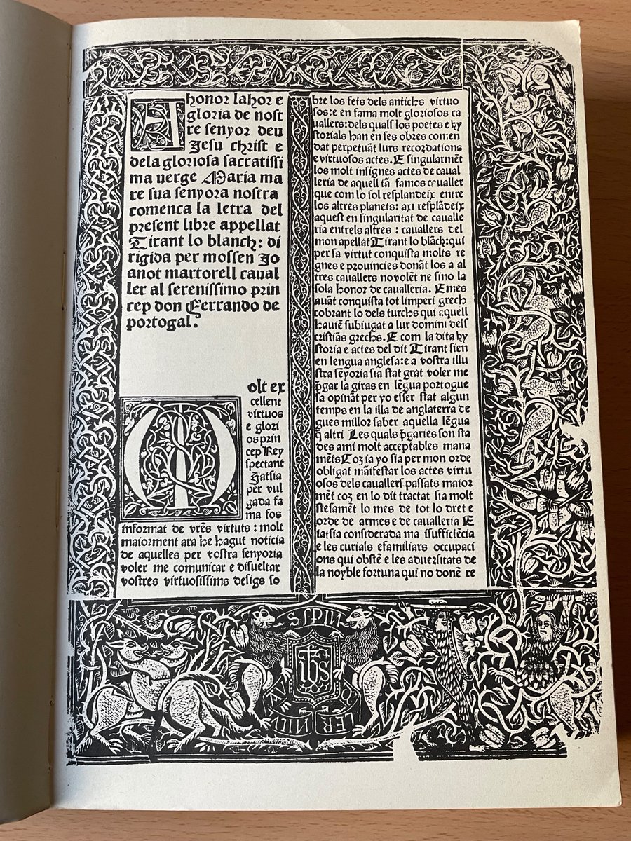 harcamedievalis's tweet photo. Ja fa 533 anys que, tal dia com hui, eixia de la impremta de Nicolau Spindeler a València la primera edició de Tirant lo Blanch, el 20 de novembre de 1490. Només es conserven tres exemplars dels 750 que formaven aquella editio princeps, i açò és una reproducció facsímil de 1978👇 https://t.co/JyDOYFL02d