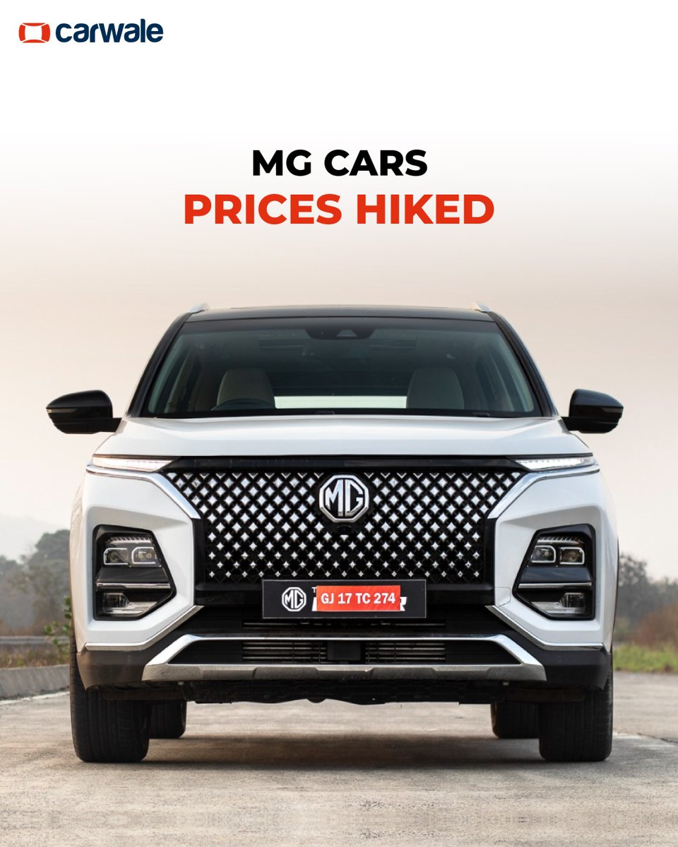 CarWale's tweet photo. PRICES HIKED!
#MGIndia has increased the prices of #Hector and #HectorPlus SUVs. Both the models get a uniform hike of up to Rs. 40,000
#MG #MGHector #MGHectorPlus #SUV #CWNews https://t.co/wUigLrVGyi
