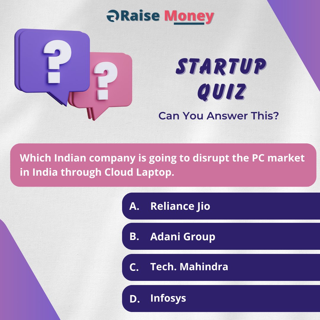 Raisemoney_'s tweet photo. Are you aware of this recent news in the Indian startup ecosystem? ๐
Answer the question and the winners will be mentioned in the next question post. ๐คฉ
Hope to see you all ๐
#raisemoney #startup #startupquestion #startupquiz #mondayvibes https://t.co/q8srtJgHO8