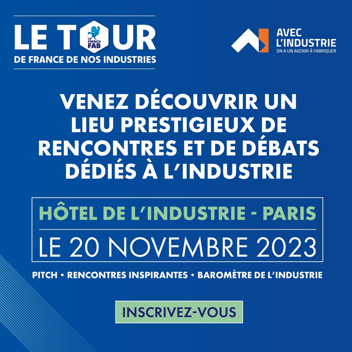 S_Ndour's tweet photo. Notre Tour de France de l’Industrie accélère ! Cette semaine découvrez la beauté et la force de l’industrie avec nos industriels à Paris à @IndustrieFrance et à Clermont au Centre des Meriers de l’industrie #Hall32 !
La @LaFrenchFab est ancrée dans les Territoires ! https://t.co/4MEgVlvY4R