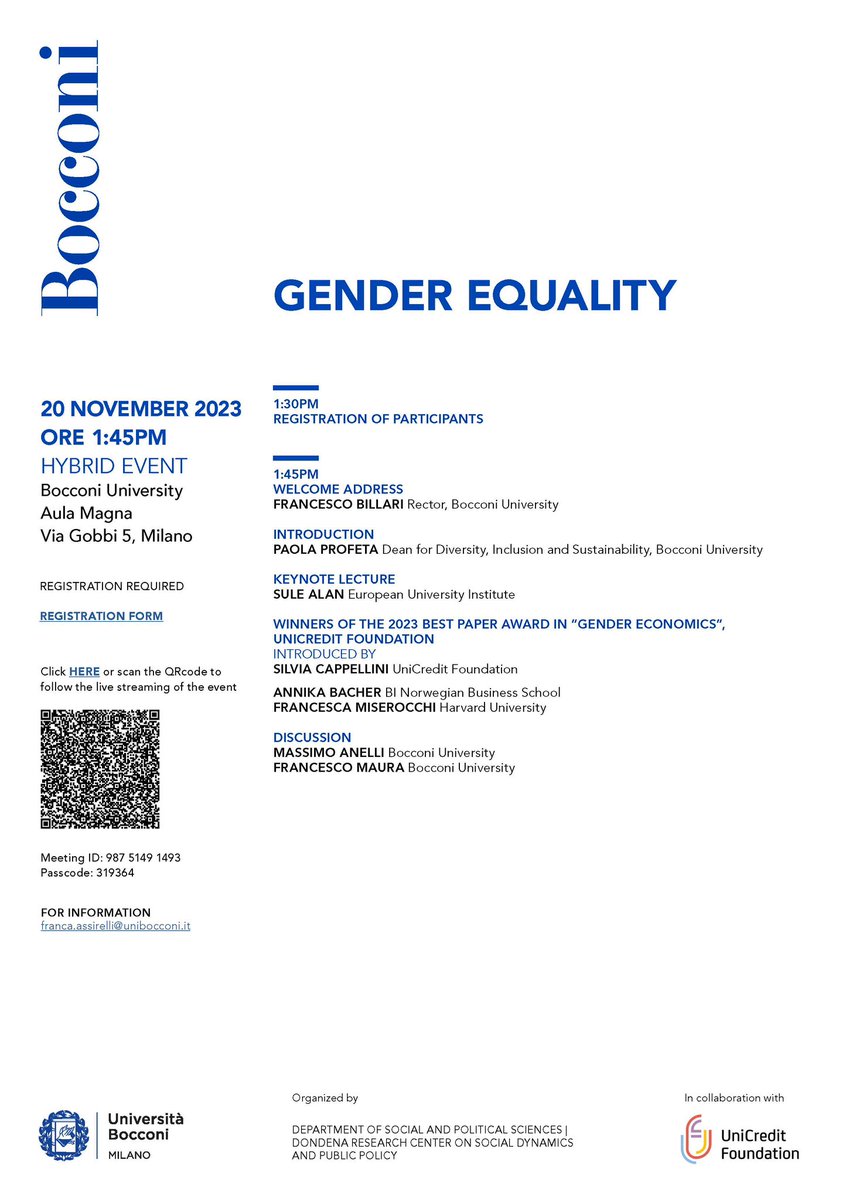 Paola Profeta (@paola_profeta) on Twitter photo Annual workshop on Gender Equality <a href="/Unibocconi/">Università Bocconi</a> with UniCredit Foundation celebration of the bestbpaper awards keynote speaker <a href="/sulealan_econ/">Sule Alan</a> also online join us! <a href="/AxaGenderLab/">AXA Research Lab on Gender Equality</a> Annual workshop on Gender Equality <a href="/Unibocconi/">Università Bocconi</a> with UniCredit Foundation celebration of the bestbpaper awards keynote speaker <a href="/sulealan_econ/">Sule Alan</a> also online join us! <a href="/AxaGenderLab/">AXA Research Lab on Gender Equality</a>