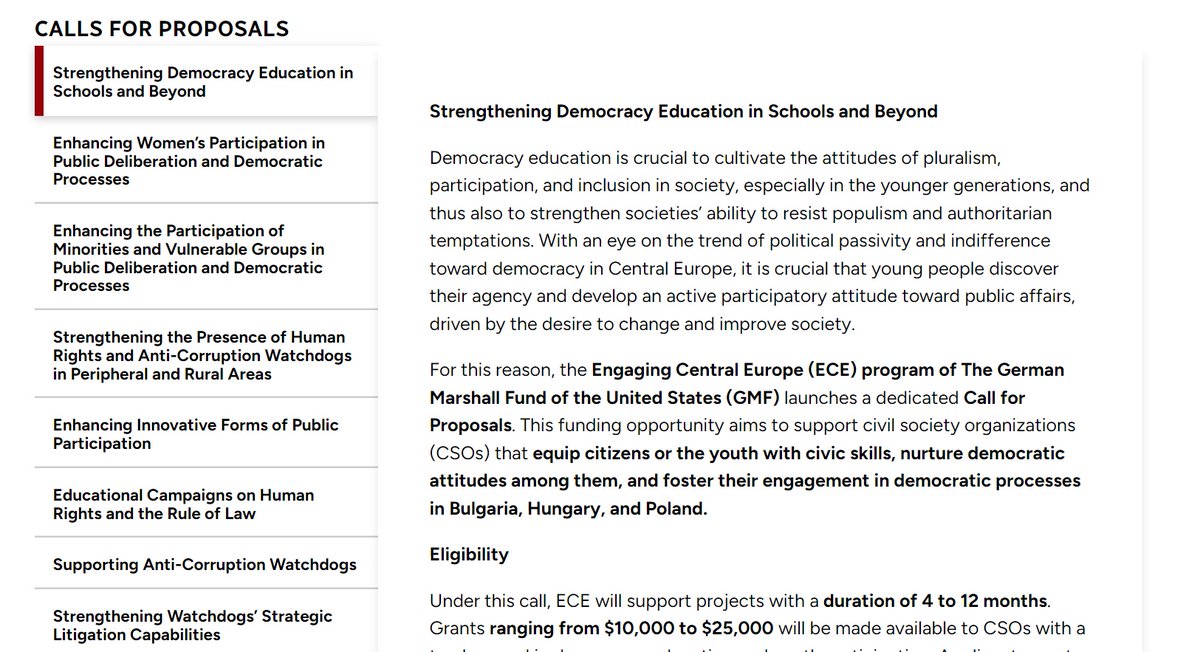 #GMF's Engaging Central Europe program is glad to announce the new #CallsforProposals of its @USAID supported #CEBRICS program.
Designed to support #CSOs and civic activists in #Bulgaria, #Hungary & #Poland, CEBRICS
👉Strengthens #Democracy and Human Rights Education
👉Enhances