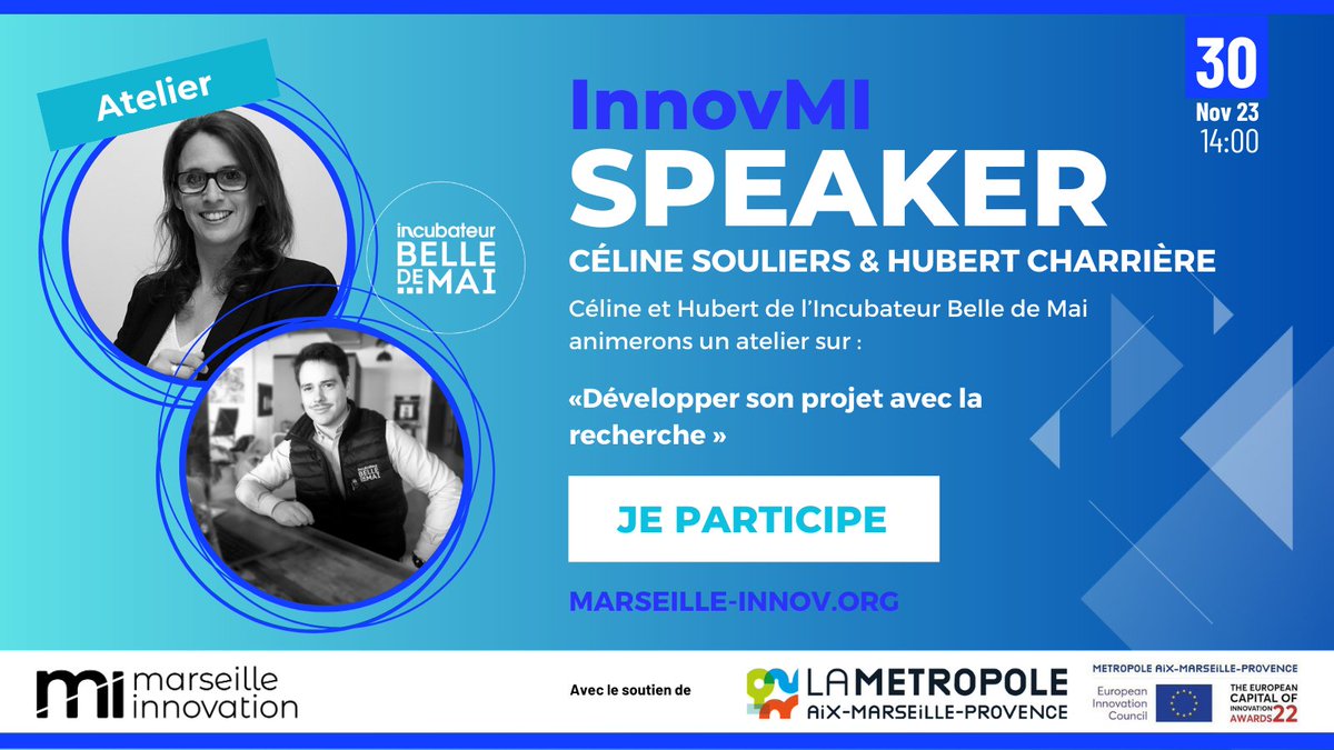 Marseille Innovation (@marseilleinnov) on Twitter photo ๐๏ธ ๐
น-11: ๐๐ป๐ป๐ผ๐๐ ๐ ๐ฏ๐ย Marseille Innovationย !๐๏ธ
๐๏ธ๐๐ผ๐ฐ๐๐ ๐ฆ๐ฝ๐ฒ๐ฎ๐ธ๐ฒ๐ฟ -ย Cรฉline & Hubert de l'<a href="/incubateur_BdM/">Incubateur Belle de Mai</a> animerons un atelier sur : ยซ๐๐ฒฬ๐๐ฒ๐น๐ผ๐ฝ๐ฝ๐ฒ๐ฟ ๐๐ผ๐ป ๐ฝ๐ฟ๐ผ๐ท๐ฒ๐ ๐ฎ๐๐ฒ๐ฐ ๐น๐ฎ ๐ฟ๐ฒ๐ฐ๐ต๐ฒ๐ฟ๐ฐ๐ต๐ฒ ยป ! ๐
๐Pour en savoir + : marseille-innov.org/save-the-date-โฆ ๐๏ธ ๐
น-11: ๐๐ป๐ป๐ผ๐๐ ๐ ๐ฏ๐ย Marseille Innovationย !๐๏ธ
๐๏ธ๐๐ผ๐ฐ๐๐ ๐ฆ๐ฝ๐ฒ๐ฎ๐ธ๐ฒ๐ฟ -ย Cรฉline & Hubert de l'<a href="/incubateur_BdM/">Incubateur Belle de Mai</a> animerons un atelier sur : ยซ๐๐ฒฬ๐๐ฒ๐น๐ผ๐ฝ๐ฝ๐ฒ๐ฟ ๐๐ผ๐ป ๐ฝ๐ฟ๐ผ๐ท๐ฒ๐ ๐ฎ๐๐ฒ๐ฐ ๐น๐ฎ ๐ฟ๐ฒ๐ฐ๐ต๐ฒ๐ฟ๐ฐ๐ต๐ฒ ยป ! ๐
๐Pour en savoir + : marseille-innov.org/save-the-date-โฆ