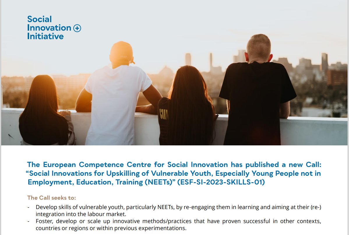 #ESRplus -rahoitusta haettavissa 29.2.2024 saakka kansainvälisiin yhteistyöhankkeisiin teemassa
#SosiaalisetInnovaatiot NEET-nuorten taitojen kehittämiseksi. Huom. koulutusta hakijoille tulossa joulukuussa 👉esf.lt/en/social-inno…
#EUrahoitus #rakennerahastot
#kertakorvaus