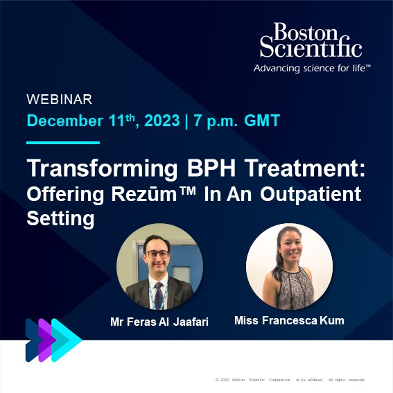 Join the BAUS Sponsored Innovations in Urology  Rezūm™ Water Vapor Therapy webinar with <a href="/FrancescaKum/">Francesca Kum</a> &amp; <a href="/ferasjaafari/">Feras Al Jaafari</a>
Examine the potential of this therapy in reducing waiting lists by treating patients outside the OR.
Register: ow.ly/ZzRo50Q9j6n
#TreatBPH <a href="/BSCEMEA_Urology/">Boston Scientific EMEA - Urology</a>