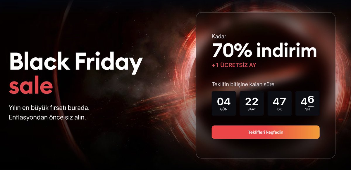 🥳 TradingView Black Friday indirimini kutlamak için ben de 3 kişiye yıllık plan hediye ediyorum!

🎁 1 yıllık Premium
🎁 1 yıllık Plus
🎁 1 yıllık Essential

Katılamak için:
📌 <a href="/tr_tradingview/">TradingView Türkiye 🇹🇷</a> takip edin
📌 Bu paylaşımı beğenip RT edin

Herkese bol şans!
Sonuçlar Cuma aşkamı
