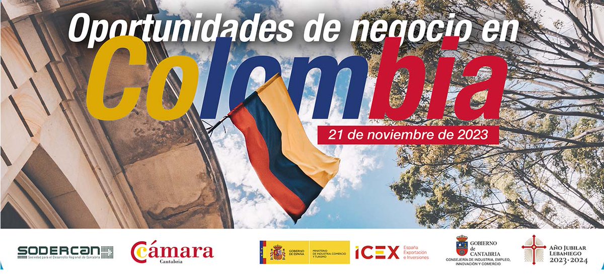 Sodercan's tweet photo. 🇨🇴Último día de inscripción en la Jornada-País: 'Oportunidades de negocio en Colombia'      
 
🗓️ 21 de noviembre, martes

🕤 16h, vía zoom 

📲 Programa e inscripciones:  https://t.co/D2ttrlPqo8 https://t.co/DvPJJ0fsyh