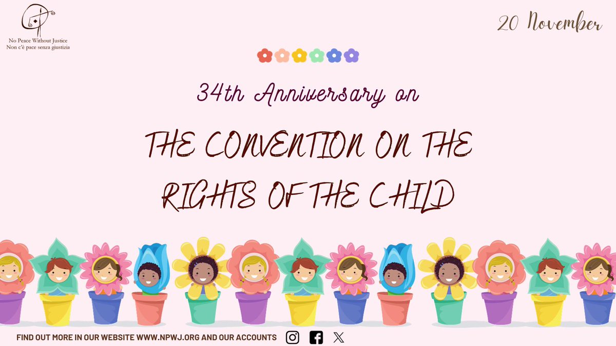 Today #NPWJ is happy to celebrate the 34th Anniversary of the #UnitedNations Convention on the #Rights of the #Child (CRC) 🧮 Fight with us for their rights! Find out more about our projects on our social media accounts or on our website npwj.org