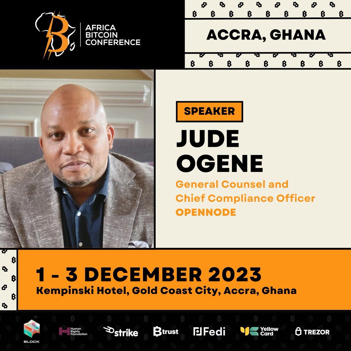 We are pleased to announce that Jude Chidi Ogene will be one of the  speakers at the upcoming Africa #Bitcoin Conference. @jcogene is the  General Counsel and Chief Compliance Officer of OpenNode,