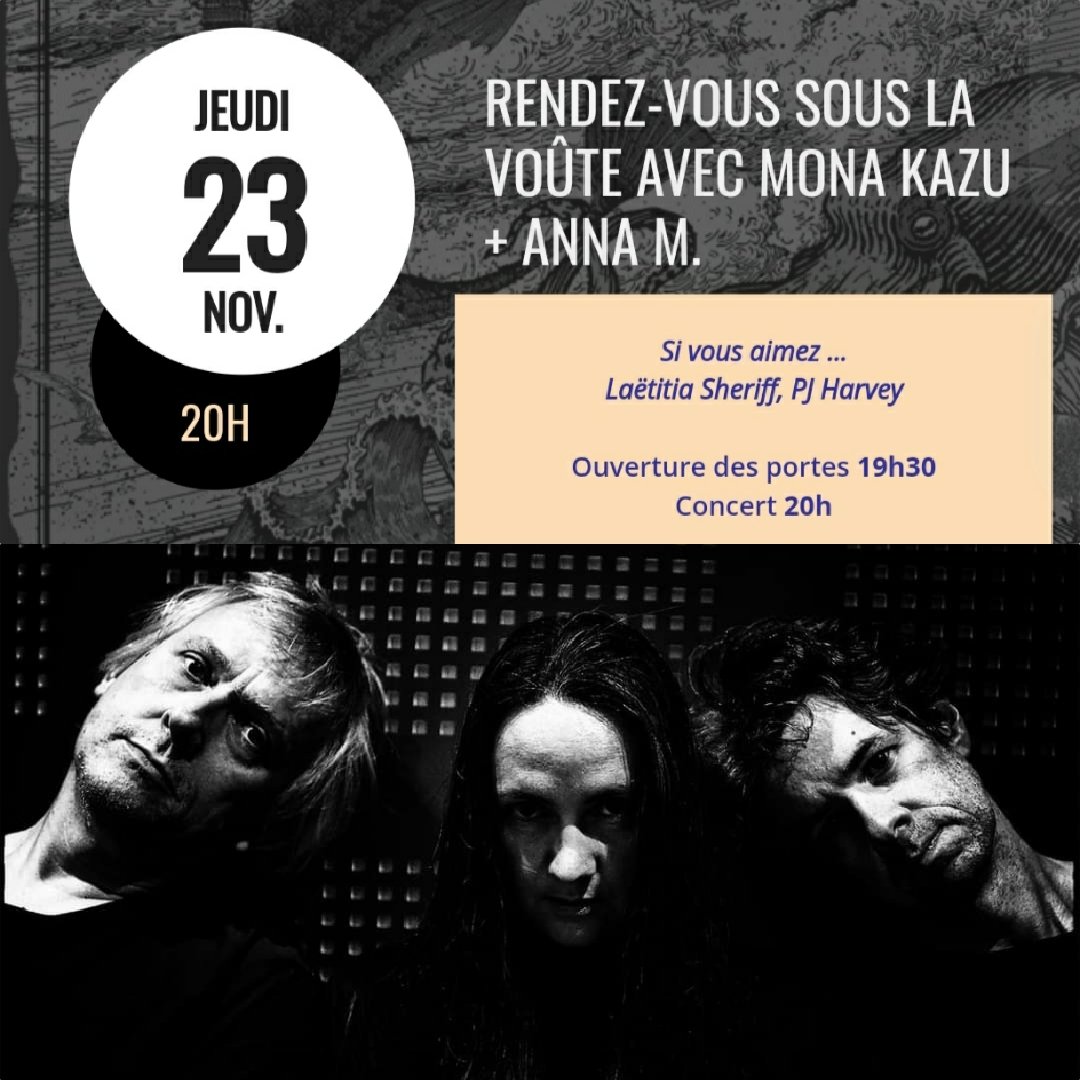 🔶 Rendez-vous sous la voûte à la Cave à Musique de Mâcon (71) le jeudi 23 novembre prochain à 20h avec les groupes Mona Kazu et Anna M. ! Entrée à prix libre! 🎶👍! Photo © Fabien Souilah @FallsAvalancheR @AtypeekMusic #concert #livemusic #indiemusic #darkwave #macon