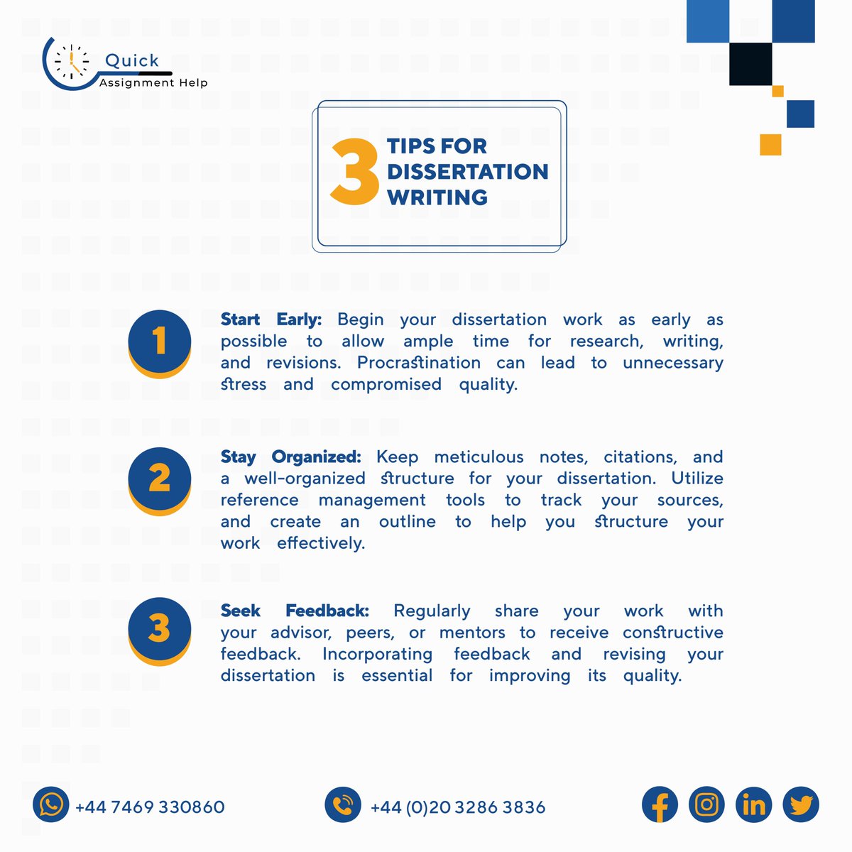 quikassignment's tweet image. From research to resilience, here are the ultimate tips to guide you through the academic journey.
#DissertationTips #AcademicSuccess #WritingWisdom #tips #quickassignmenthelp #qah #assignmentassistance #helpinstudy #tipsandtricks #MondayTips #assignmenthelp