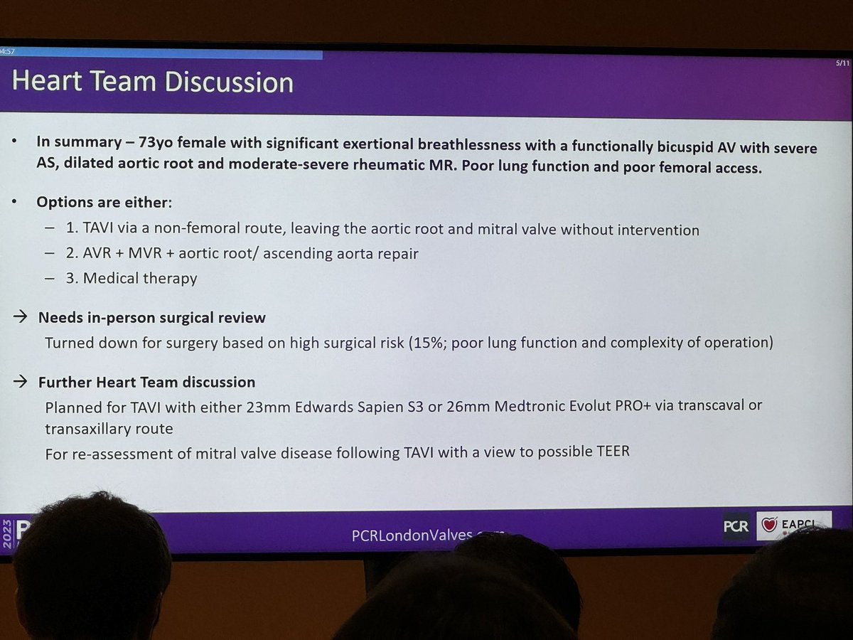 Great to see a packed Case Corner discussing challenging cases during #TAVR

Key learnings:
🎯 Caution w/ valve sizing in AR
🎯 Know your snares in the lab
🎯 Percutaneous rescue is possible
🎯 “Fail to Prepare, Prepare to Fail”

Learn together. #PCRLV