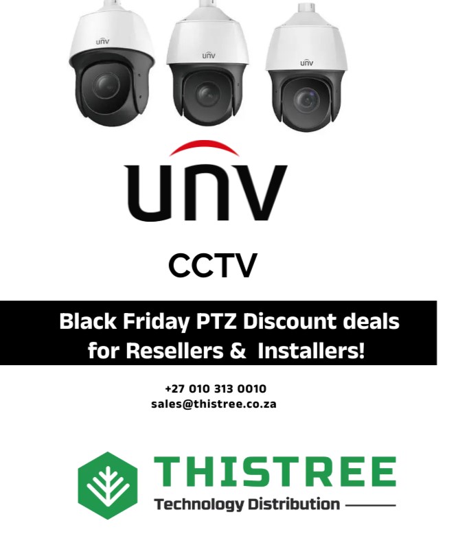 ThisTreeAfrica's tweet photo. Beat the Black Friday rush &amp; be the first to place your order of UNV PTZ cameras. We have an exciting range of analog UNV in stock, plus more discounts on PTZ and other tiers of safety technologies. Contact the sales team: +27 010 313 0010 or sales@thistree.co.za. https://t.co/ZKg49FiXMQ