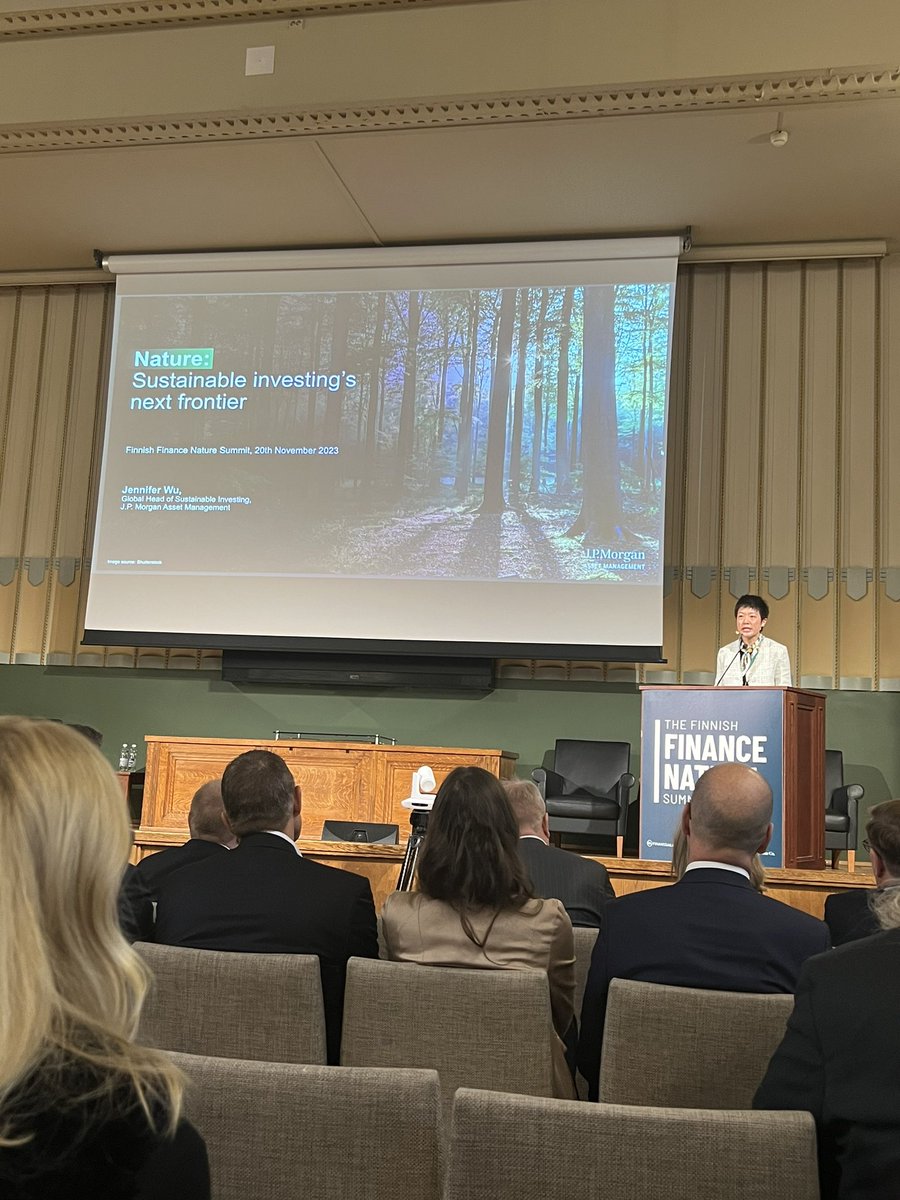 Julia Thurén (@juliathuren) on Twitter photo Luontoa ei nähdä edelleenkään talouden yhtälöissä. Yksi syy tähän on se, että luonto on monimutkaisemmin mitattava kuin ilmasto. Ei ole hiilidioksidipäästön kaltaista mittaria, vaan mittareita pitää olla enemmän.
- Jennifer Wu, <a href="/jpmorgan/">J.P. Morgan</a>
#FinanceNatureSummit Luontoa ei nähdä edelleenkään talouden yhtälöissä. Yksi syy tähän on se, että luonto on monimutkaisemmin mitattava kuin ilmasto. Ei ole hiilidioksidipäästön kaltaista mittaria, vaan mittareita pitää olla enemmän.
- Jennifer Wu, <a href="/jpmorgan/">J.P. Morgan</a>
#FinanceNatureSummit