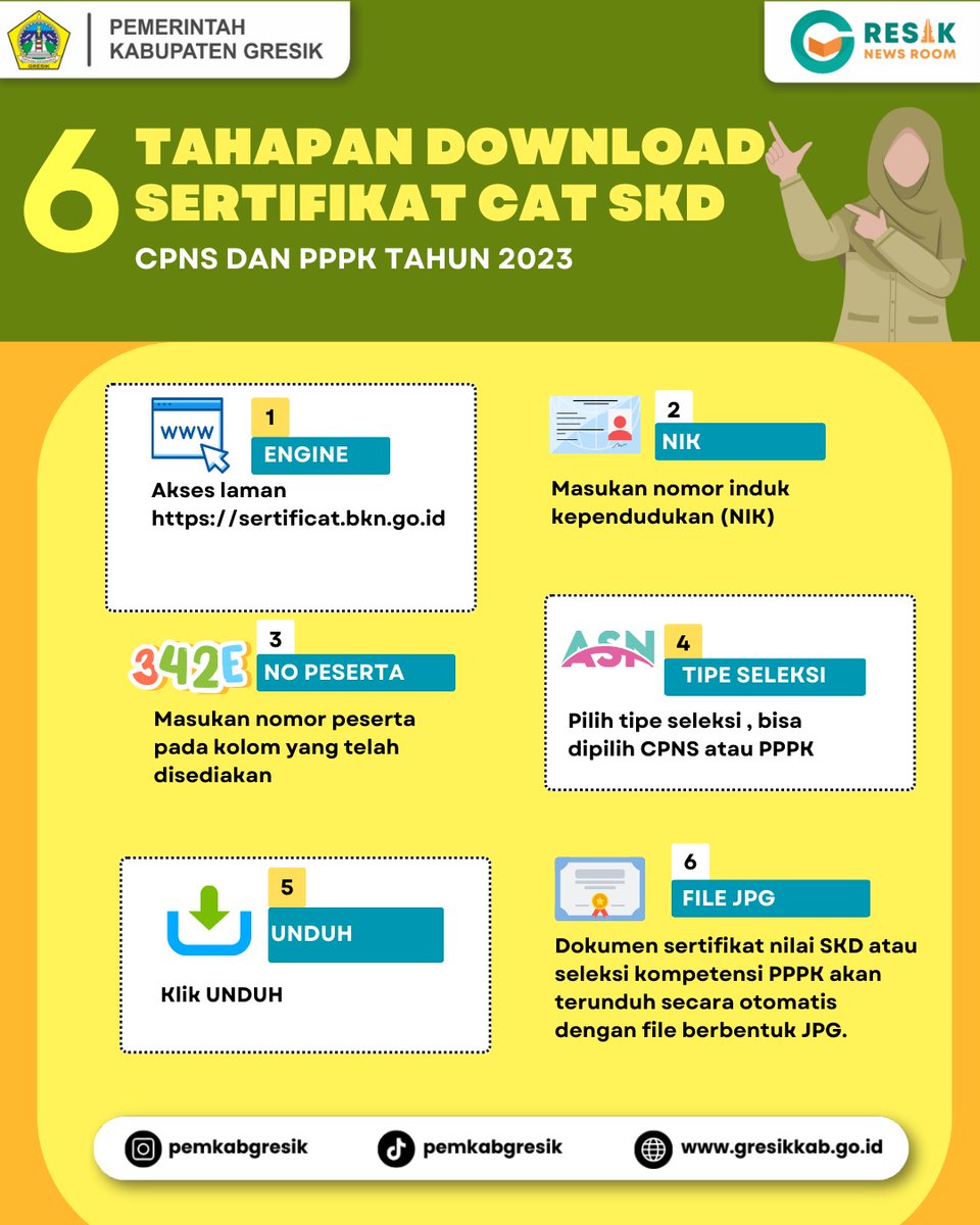 Siapa nih yang sedang berjuang mengikuti tes CPNS dan PPPK Tahun 2023 ??

Sudah pada tahu belum jika sertifikat tes SKD atau seleksi kompetensi PPPK kamu bisa di unduh loh

Gimana sih caranya ?

Yuk langsung cek infografisnya ya