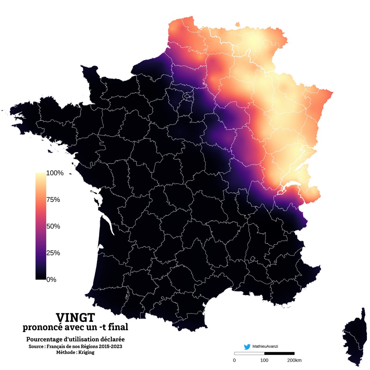 En clair, la zone où les gens prononcent le -t final de #vingt. Vous étiez combien ? vinT