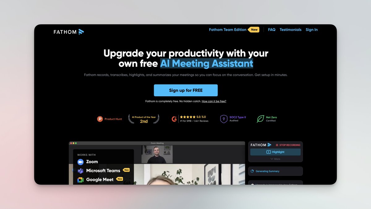 Top 3 tools and websites of the week #114

📲 <a href="/biodotlink/">Bio Link</a>: Create your mini website to put all your important links and socials.

📀 @clayrunhq: Combine 50+ data providers, real-time scraping, and AI to send 1-1 personalized campaigns that book more meetings.

🤖 Fathom: An AI
